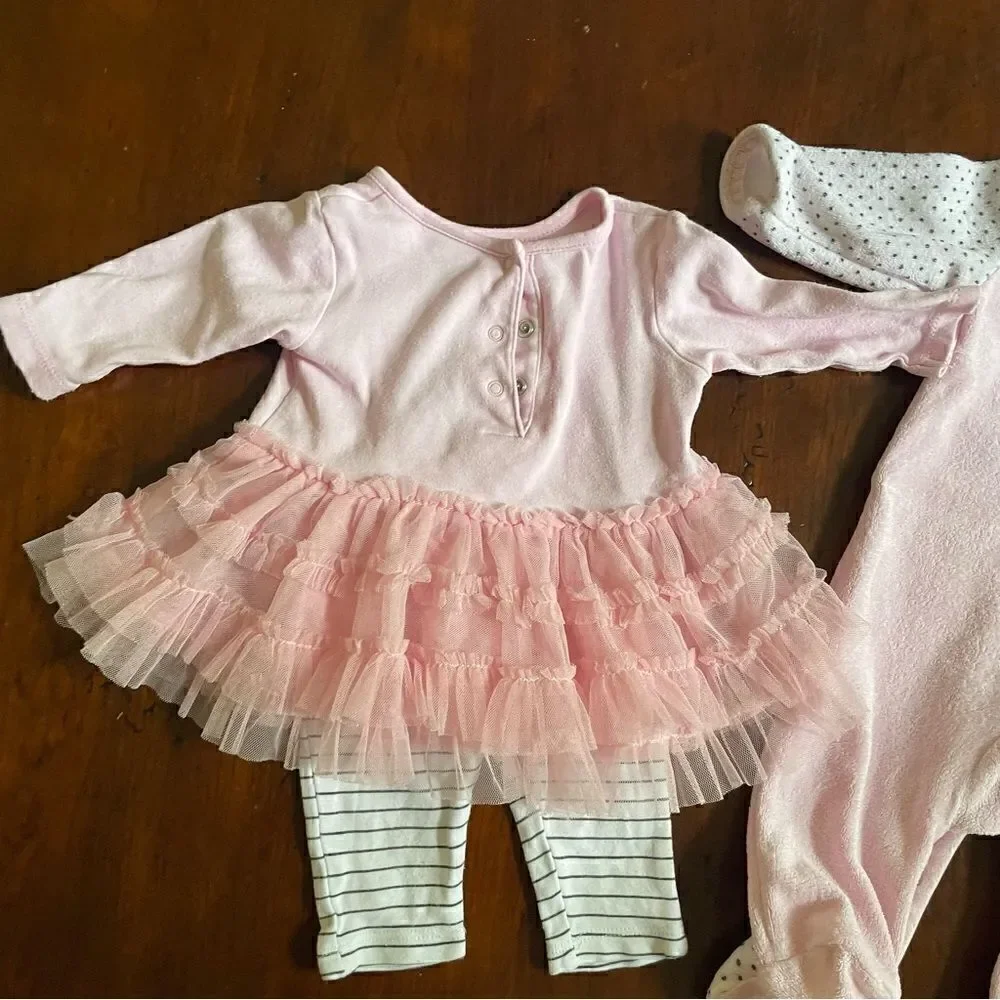 Absorba Baby Girl 3 Piece Outfit Pink Kitty Cat Dress Size 3 Months